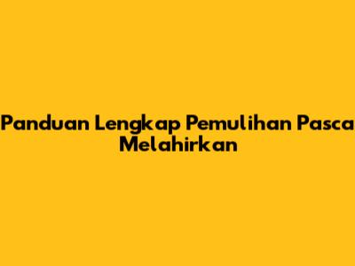 Panduan Lengkap Pemulihan Pasca Melahirkan