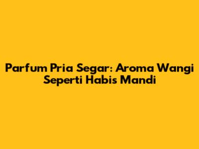 Parfum Pria Segar: Aroma Wangi Seperti Habis Mandi