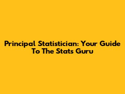 Principal Statistician: Your Guide To The Stats Guru