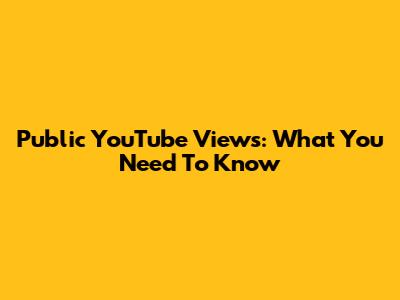 Public YouTube Views: What You Need To Know