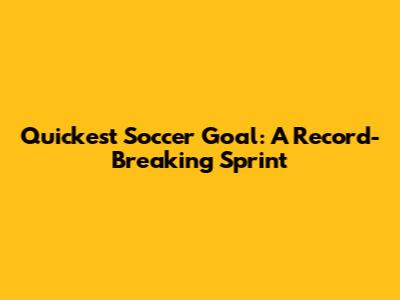 Quickest Soccer Goal: A Record-Breaking Sprint