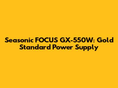 Seasonic FOCUS GX-550W: Gold Standard Power Supply