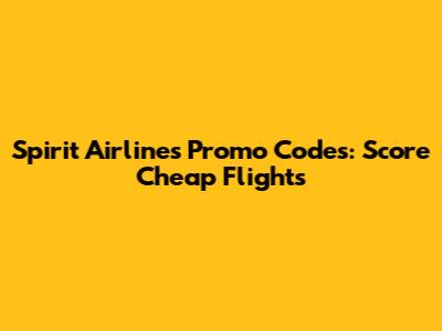 Spirit Airlines Promo Codes: Score Cheap Flights