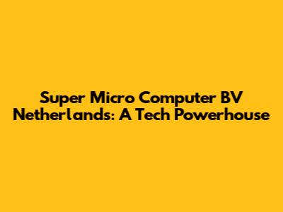 Super Micro Computer BV Netherlands: A Tech Powerhouse