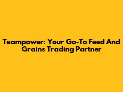Teampower: Your Go-To Feed And Grains Trading Partner