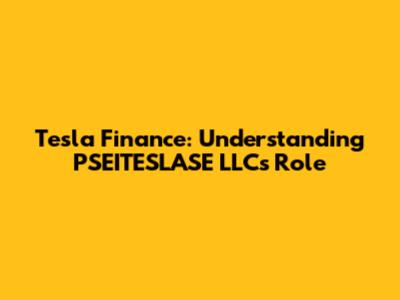 Tesla Finance: Understanding PSEITESLASE LLC's Role