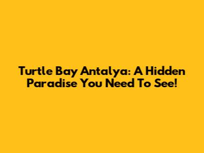 Turtle Bay Antalya: A Hidden Paradise You Need To See!