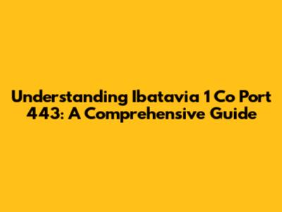 Understanding Ibatavia 1 Co Port 443: A Comprehensive Guide