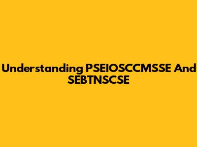 Understanding PSEIOSCCMSSE And SEBTNSCSE