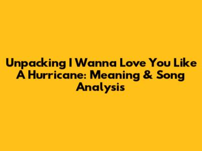 Unpacking "I Wanna Love You Like A Hurricane": Meaning & Song Analysis