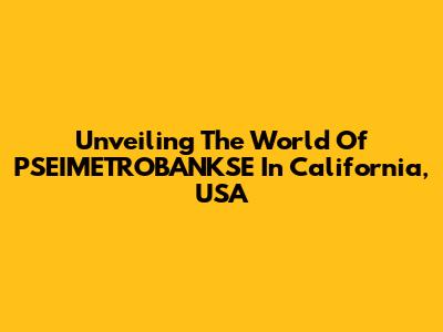 Unveiling The World Of PSEIMETROBANKSE In California, USA