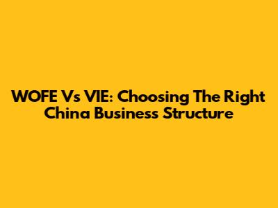 WOFE Vs VIE: Choosing The Right China Business Structure