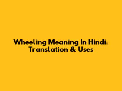 Wheeling Meaning In Hindi: Translation & Uses